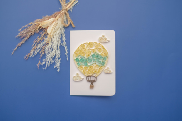 空飛ぶ気球のメッセージカード（グリーン） 6枚目の画像