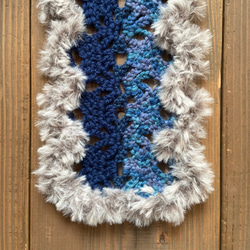 エコファー使いの手編みマフラー(ブルー×ライトグレー) 3枚目の画像