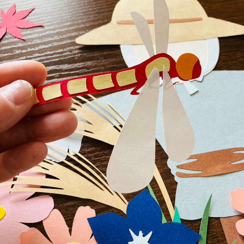 壁面飾り 11月 12月 装飾 秋 赤とんぼ コスモス ススキ 桔梗 保育室