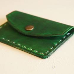 ヌメ革製 手縫い カードケース CC1 N033 グリーン カード入れ 本革製 牛革製 緑 2枚目の画像