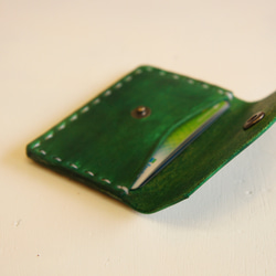 ヌメ革製 手縫い カードケース CC1 N033 グリーン カード入れ 本革製 牛革製 緑 4枚目の画像