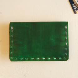 ヌメ革製 手縫い カードケース CC1 N033 グリーン カード入れ 本革製 牛革製 緑 5枚目の画像