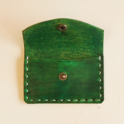 ヌメ革製 手縫い カードケース CC1 N033 グリーン カード入れ 本革製 牛革製 緑 3枚目の画像