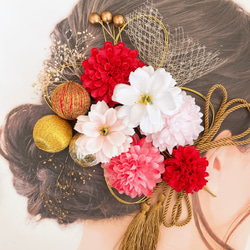 成人式 髪飾り 結婚式 着物 袴 和装 卒業式 水引 ピンク 赤 七五三