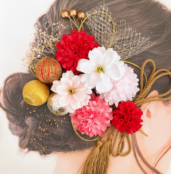 成人式 髪飾り 結婚式 着物 袴 和装 卒業式 水引 ピンク 赤 七五三