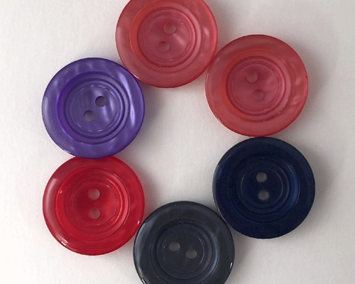 レトロボタン（115） レトロ サークル ボタン レッド パープル ブルー グレー 20mm 6個