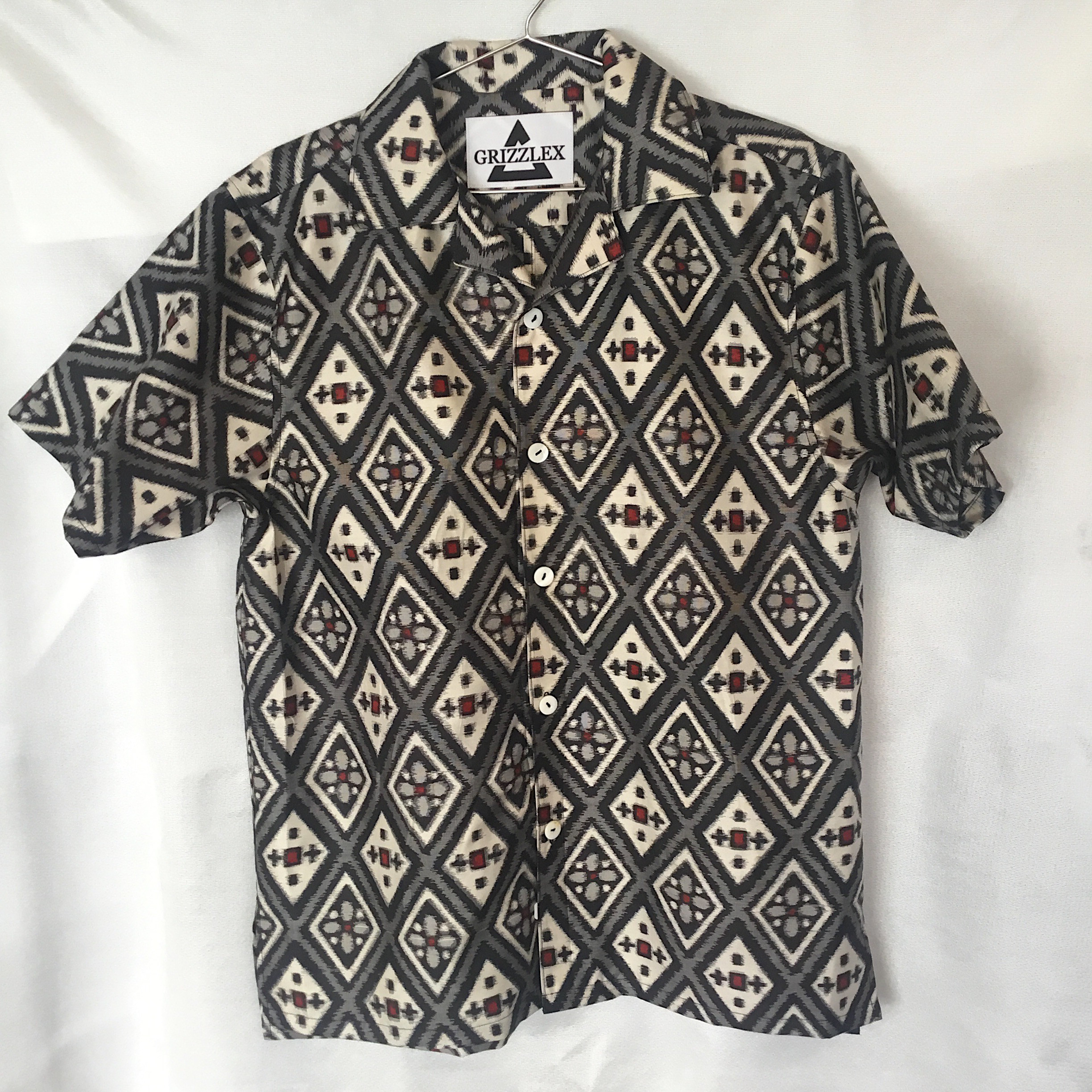 アロハシャツ　着物　リメイク　シルク　絹　銘仙