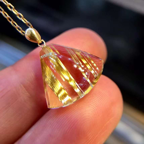 ⭐︎【天然】タイチンルチルクオーツ ネックレス 27g 天然無処理 タイチンルチルクォーツ ペンダントトップ k18 No398