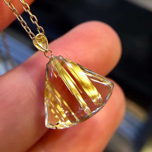 天然無処理 タイチンルチルクォーツ ペンダントトップ k18 No398