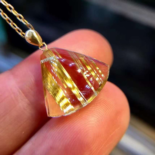 天然無処理 タイチンルチルクォーツ ペンダントトップ k18 No398