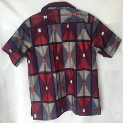 アロハシャツ　着物　リメイク　アンティーク　シルク　絹　絣 2枚目の画像