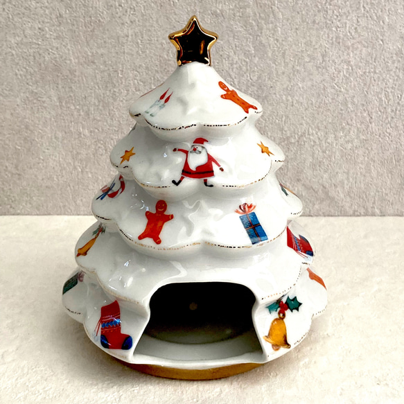 即日配送【サンタのクリスマス】クリスマスツリー型キャンドルホルダー 2枚目の画像