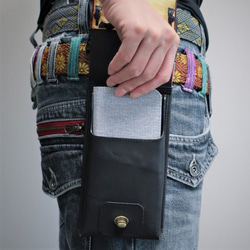 【ご予約品:017】【甲冑】スマホポーチ 黒板札紺糸縅 5枚目の画像