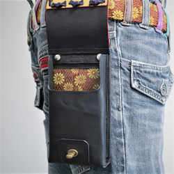 【ご予約品:017】【甲冑】スマホポーチ 黒板札紺糸縅 4枚目の画像