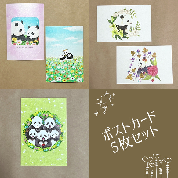 パンダのポストカード5枚セット① 2枚目の画像