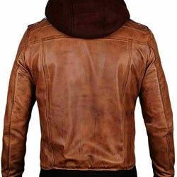 羊革・パーカ・フード付きシープレザーワックスジャケット Sheep Leather Waxed Hoodie 3枚目の画像