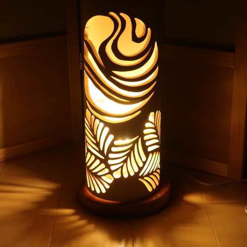 竹ランンプ　〜〜揺らぎの炎   リーフ〜〜 竹ランンプ 〜〜揺らぎの炎 リーフ〜〜 極太竹灯籠 竹灯り 竹