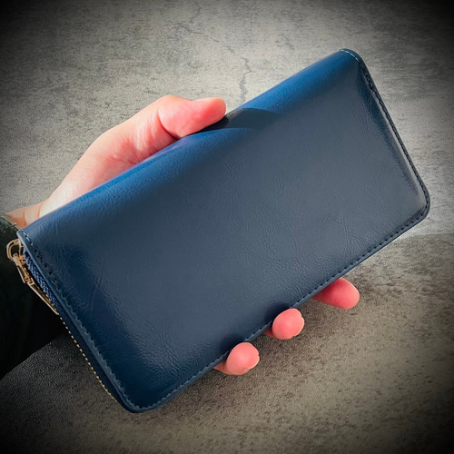 新品 青 茶 限定 ドイツタンナー 長財布 本革 牛革 ネイビーブルー ラウンド 46695b6ff0b46320f94788e6085d5c