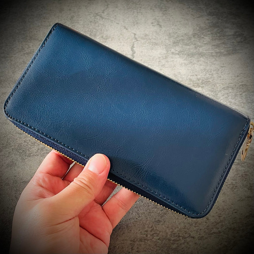 オイルレザー ラウンドファスナー 長財布 牛革 本革 メンズ財布