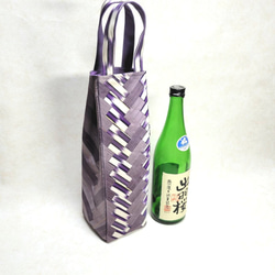 正絹撥水加工　パッチワーク　四合瓶／ワインボトルバッグ　縦細長トートバッグ 1枚目の画像