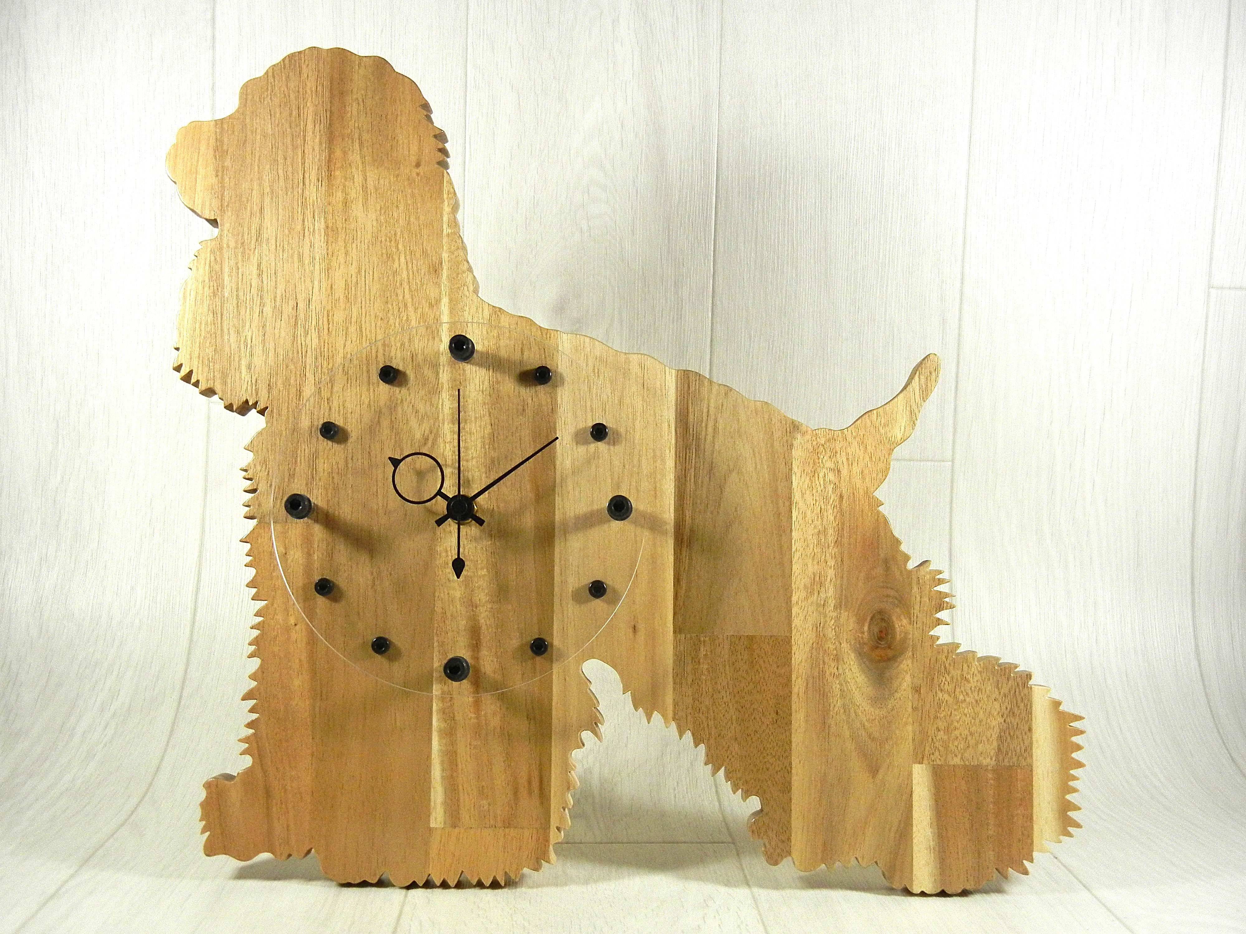 犬形時計　アメリカンコッカースパニエルsmall　No.2【木製（アカシア集成材）】（置き・掛け兼用）