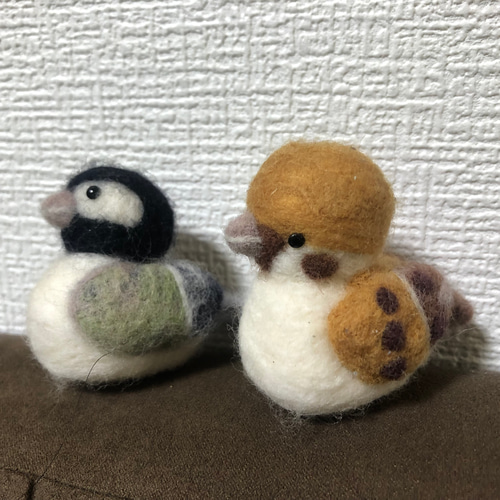 羊毛フェルト スズメ 雀 鳥 2匹 その他置物 フェイフェイ 通販