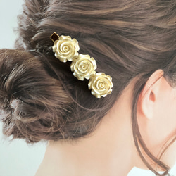 フラワー お花 ウェディング 結婚式   アイボリー   髪留め ヘアクリップ  ハンドメイド 3枚目の画像
