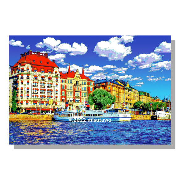 選べる3枚組ポストカード】スウェーデン ストックホルムの街並み【作品