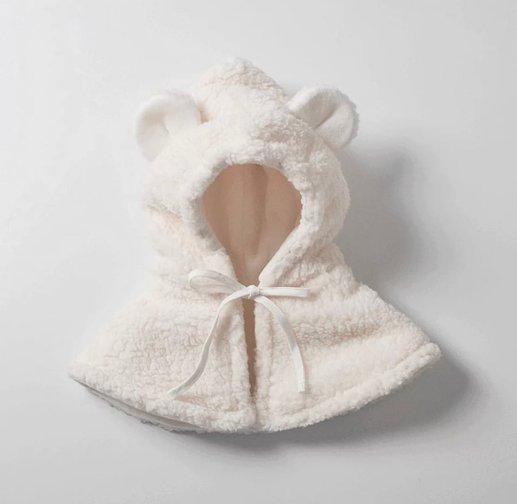 【肌に優しい】1〜3歳 耳付きの可愛い赤ちゃん保護帽子　手編み　ハンドメイド手作り　 5枚目の画像