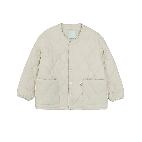 米白色 3色 復古日系菱形格絎棉落肩棉服 中性保暖寬鬆外套 M-XL 第4張的照片