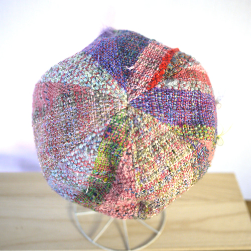 個性的】さをり織り カラフルベレー帽子 秋冬糸 2color ベレー帽