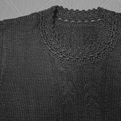 セーター　手編み　ニット　黒 2枚目の画像