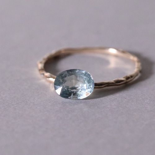 一点物〉K10 / K18 アイスブルーサファイア オーバル 9月誕生石  