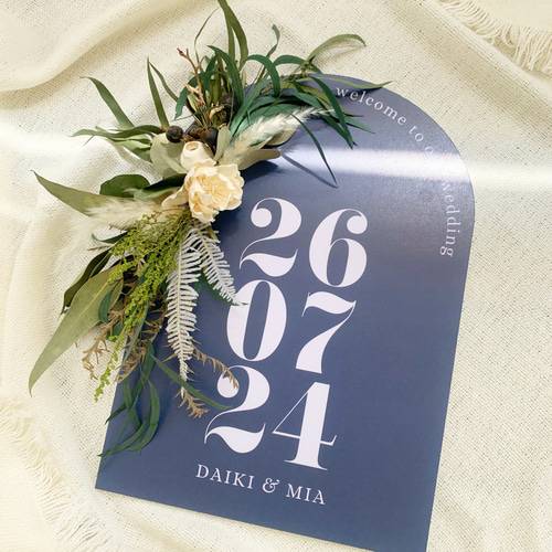 アーチ型ウェルカムボード 数字 【クラシックネイビー】│ウェディング