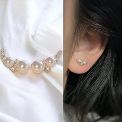 女士耳環，小珍珠，18K，金屬過敏兼容，925 銀，工作，禮物，辦公室 第1張的照片