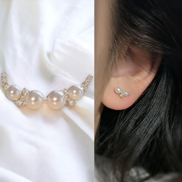 ピアス レディース 小さめ パール 18K 金属アレルギー対応