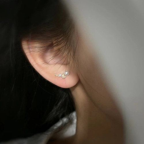 クレージュ　パール付きピアス k18 Courreges⭐︎K18WGクレージュ⭐︎ピンク色パールピアス
