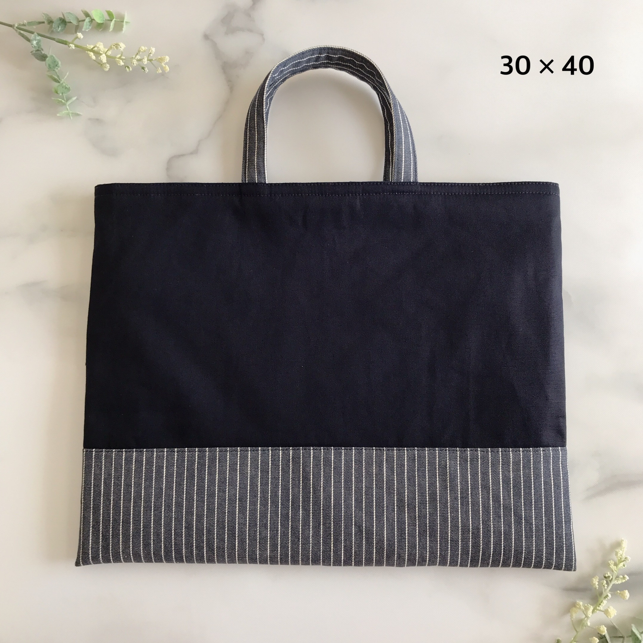 ハンドメイドバッグ 青いバッグ3点セット