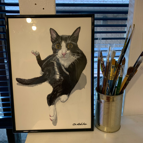 大西洋介作 猫アクリル画