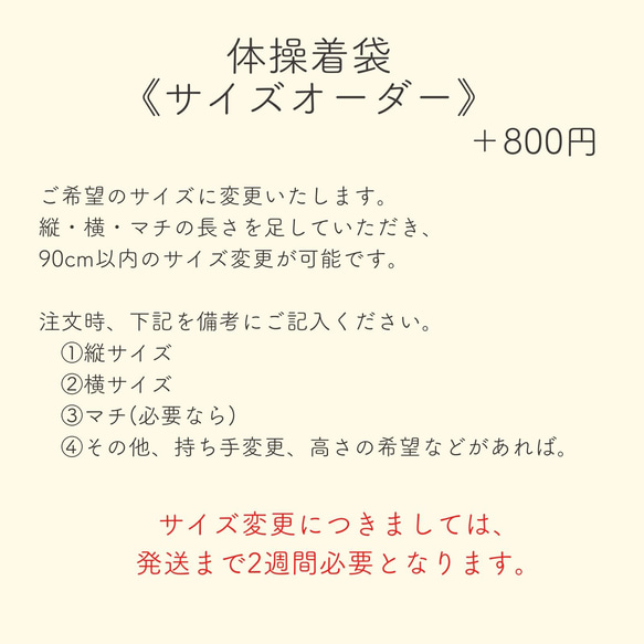 春待ちカラーの体操着袋(着替え袋)：若草色　｜サイズ変更対応 9枚目の画像