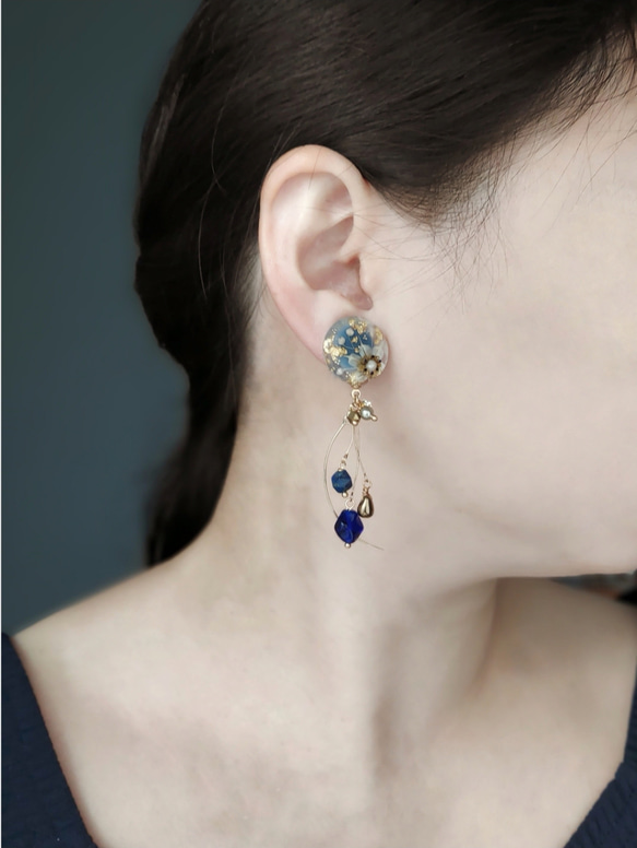 特別価格！【憂の蕾】フラワーバッドアイオライト他チャームピアス