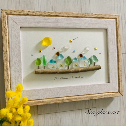 北欧 煙突のお家 シーグラス アート 流れ星 キラキラ星お月見 満月