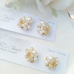 ミモザハンドメイド2024】ミモザとパールのヘアクリップ ヘアクリップ