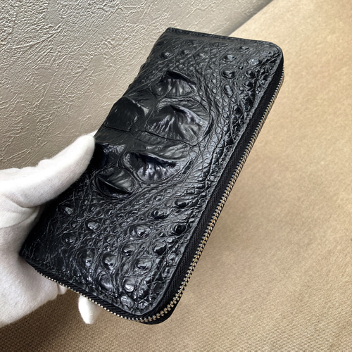 特注 クロコダイル長財布 ワニ×ヘビ 肚革 小銭入れあり 一枚革 実物 