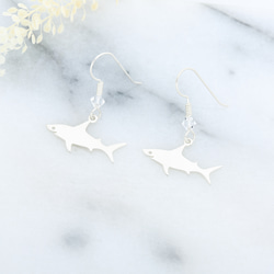 大白鯊 鯊魚 s925 純銀 耳環 耳勾 (可改夾式) 情人節 聖誕節禮物 第5張的照片