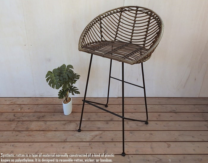 シンセティックラタン カウンターチェア Kerucut Bar Chair 人工ラタン 全天候型 一人掛け 軽い 椅子