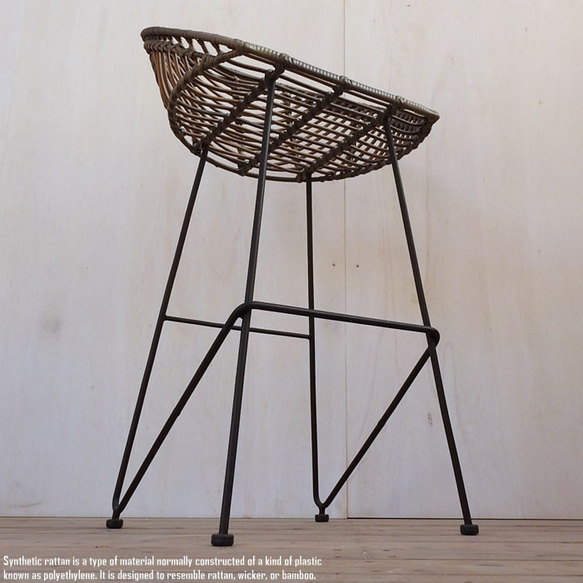 シンセティックラタン カウンターチェア Kerucut Bar Chair 人工ラタン 全天候型 一人掛け 軽い 椅子 16枚目の画像