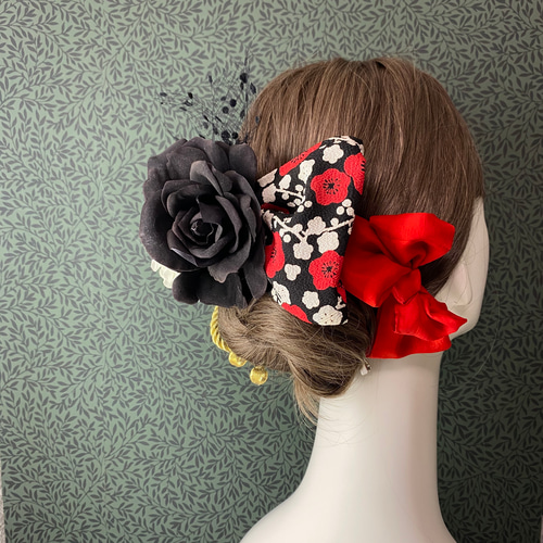 和装 ヘッドドレス 紅白梅華リボンセット アトリエシュシュ ヘッド