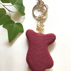 コーギー　犬　動物　キーホルダー　ビーズ　ハンドメイド　リボン　手刺繍　刺繍　プレゼント　ギフト　木苺 6枚目の画像