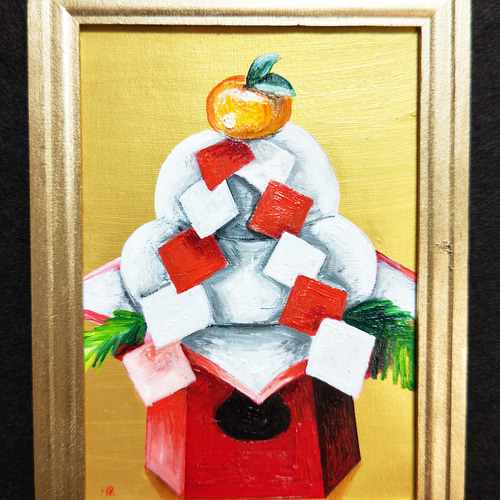 油絵 絵画 【鏡餅】 絵画 HR 通販 15108517｜Creema(クリーマ